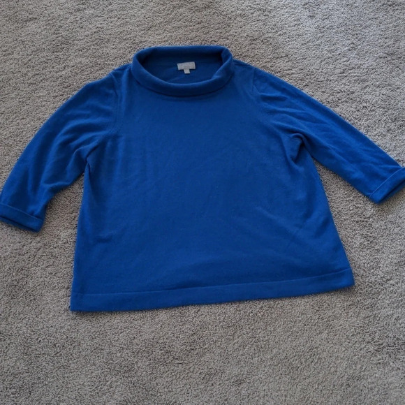 Pure Collection Cashmere Royal Blue Rollover Turtle neck with roll sleeve sz 20 - Picture 2 of 12